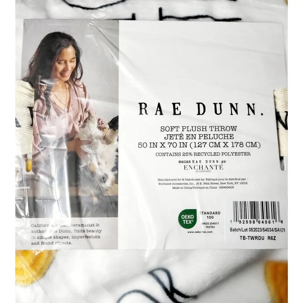 NWT RAE DUNN Trick Or Treat Plush Throw Halloween Bat Pumpkin Blanket 50×70